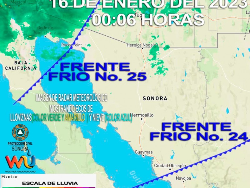 Ingresa el frente frío No. 25