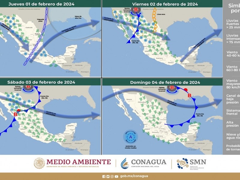 Ingresa frente frio No.32 y quinta tormenta invernal a Sonora