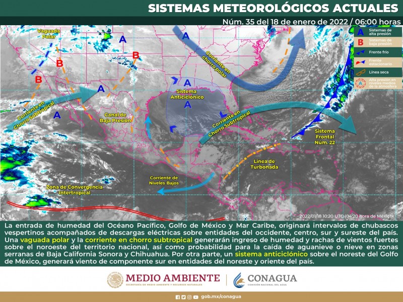 Ingreso de humedad y vientos fuertes a Sonora