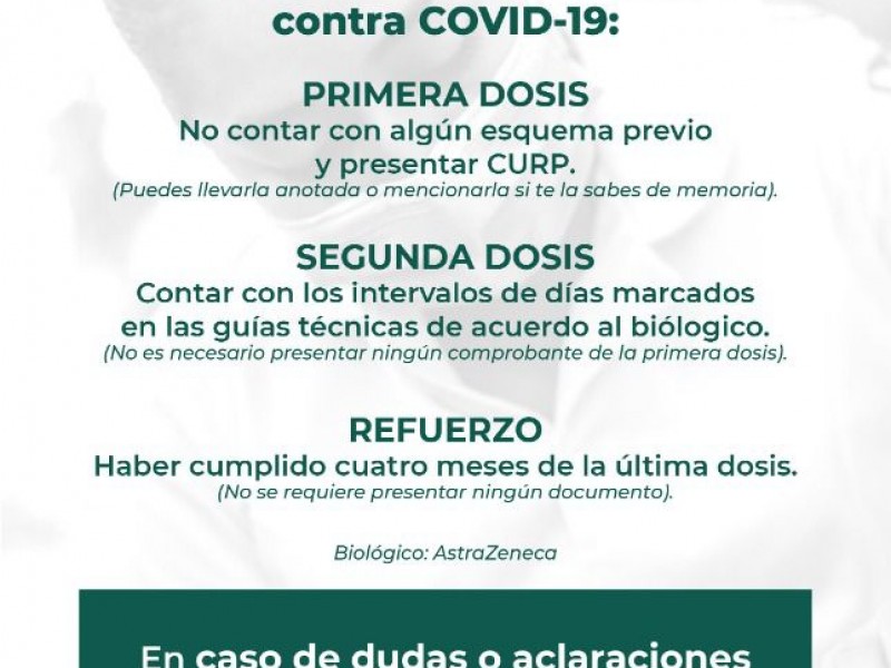 Inicia campaña con requisitos mínimos para vacuna anti COVID-19