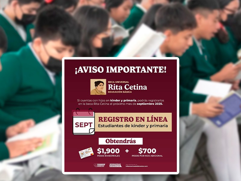 Inicia inscripción para la Beca Rita Cetina en secundaria pública