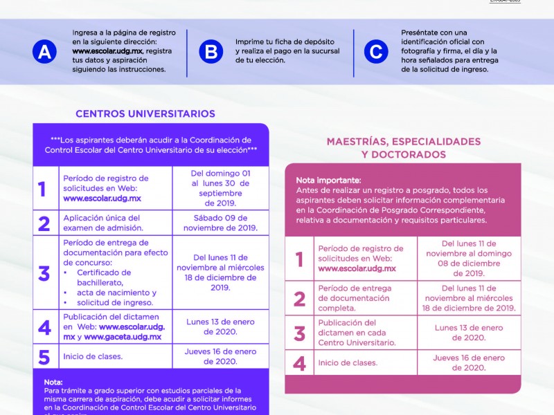 Inicia periodo de trámites de ingreso a UdeG