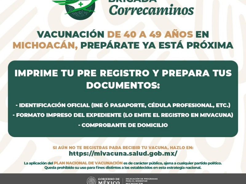 Inicia registro de vacunación para población de 40-49 años