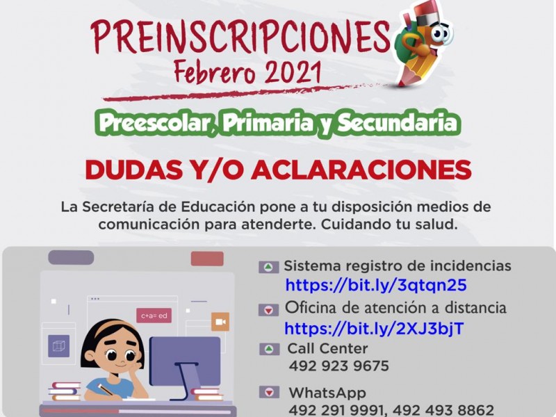 Inician preinscripciones para nivel básico de educación