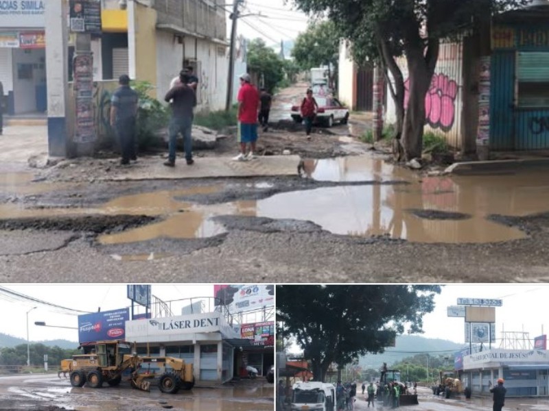 Inician trabajos de bacheo en Avenida Monte Albán de Oaxaca