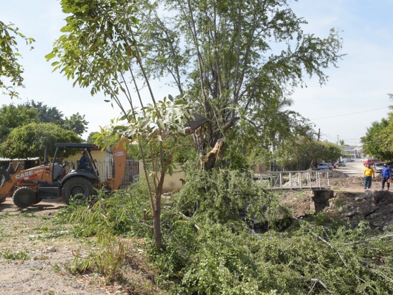 Inician trabajos de limpieza y desazolve en arroyo Emiliano Zapata