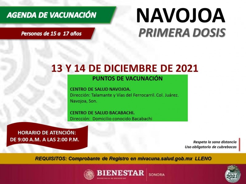 Iniciará vacunacion en la región del Mayo