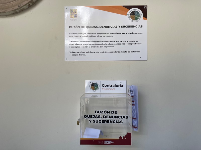 Instalan en Ayuntamiento buzones para recibir quejas, denuncias y sugerencias