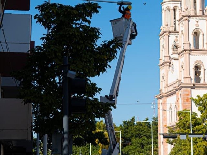 Instalan luminarias LED en la avenida Álvaro Obregón