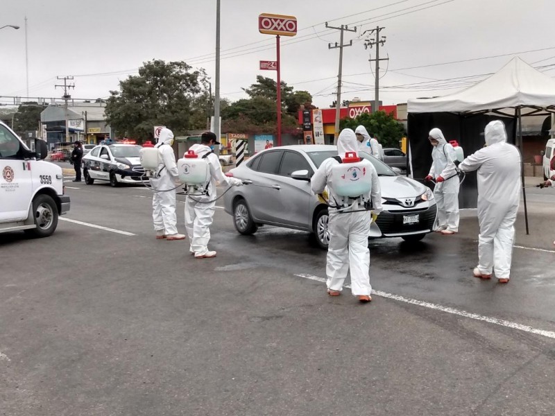 Instalan reten sanitizador a la salida norte de Mazatlán