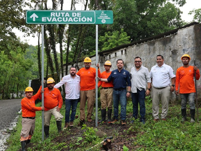 Instalan rutas de evacuación preventivas del Volcán Chichonal