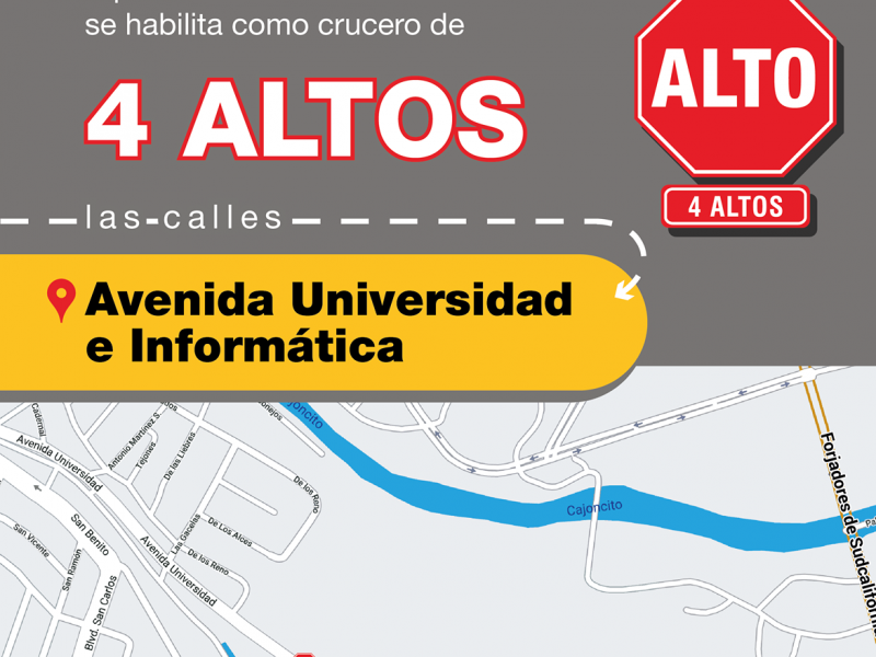 Instalan un nuevo 4 altos para evitar accidentes