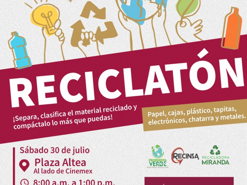 Instalarán “Reciclatón” en Plaza Altea