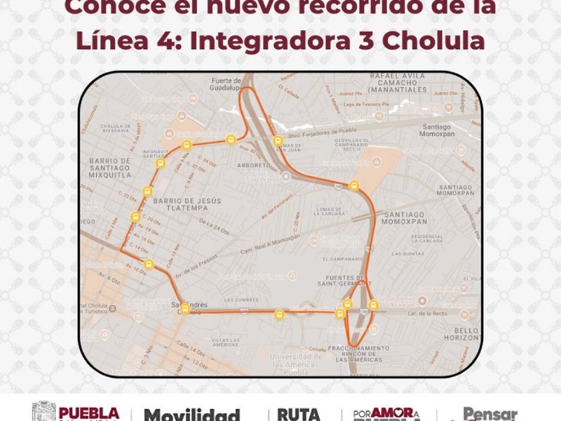 Integradora 3 realizará cambio en su recorrido