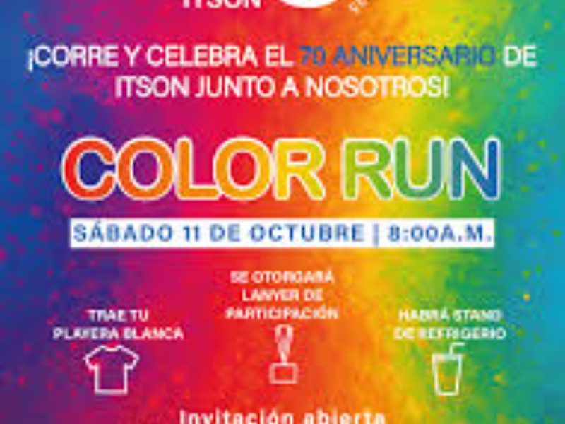 Invita ITSON al Color Run por su 70 aniversario