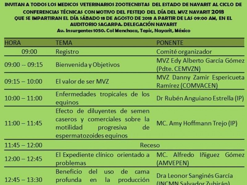 Invitan a ciclo de conferencias para veterinarios