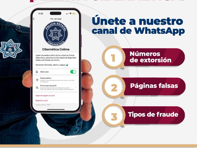 Invitan a unirse al canal de Policía Cibernética Colima