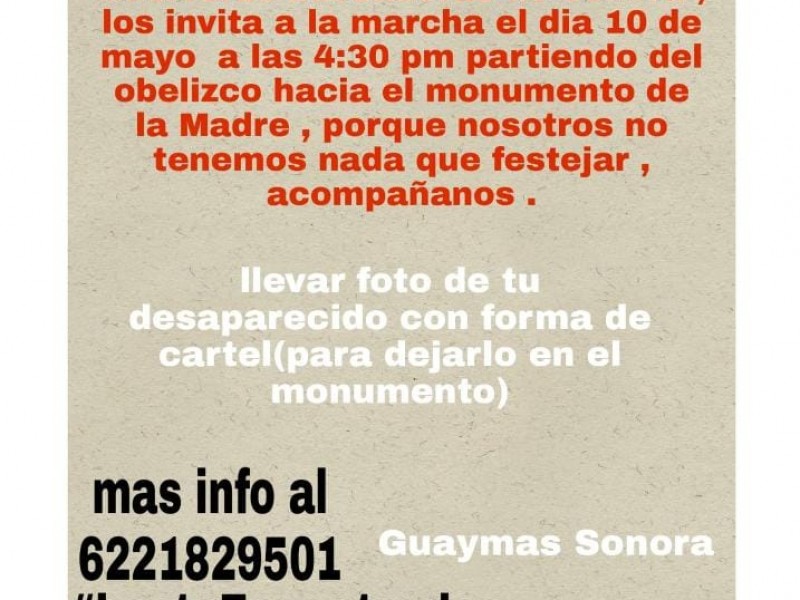 Invitan Guerreras Buscadoras a marcha y colecta