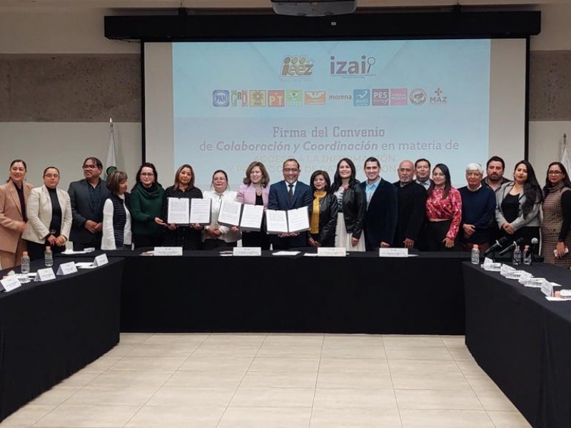 IZAI e IEEZ firman convenio con partidos políticos