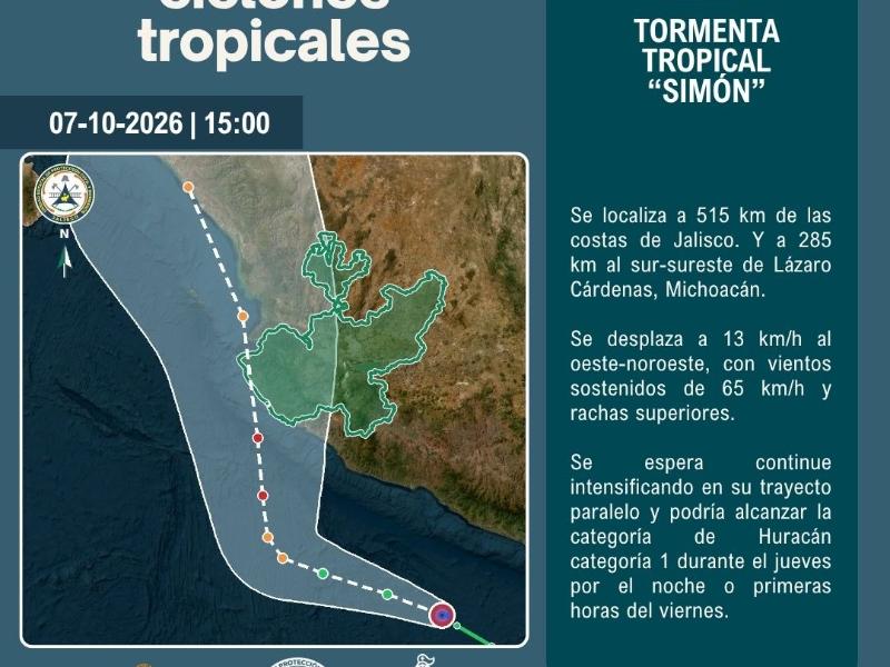 Jalisco en alerta ante el acercamiento de Simón