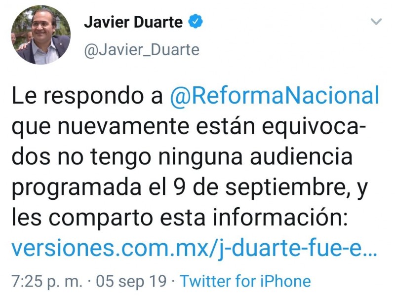 Javier Duarte desmiente a Jorge Winckler.