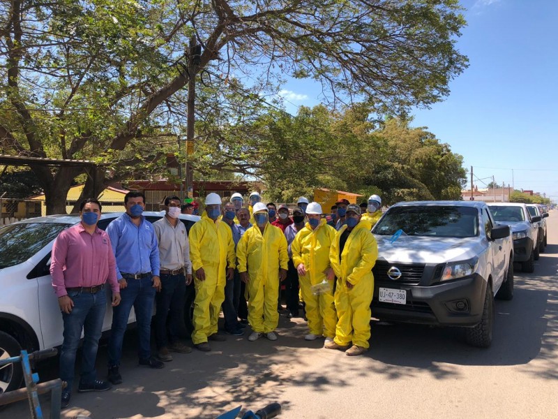 JLSV y módulos de riego sanitizan zonas ejidales de Guasave