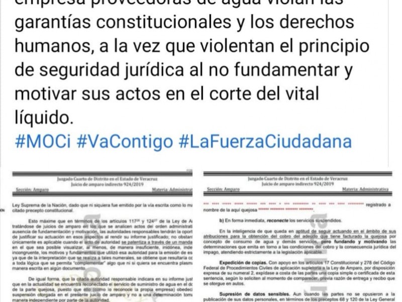 Juez Federal otorga amparo definitivo contra el corte de agua