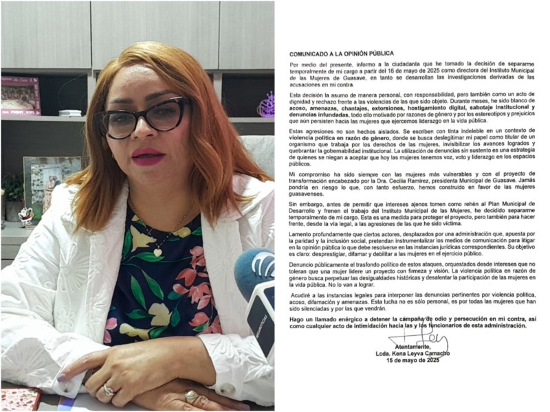 Kena Leyva se separa de cargo del IMMujeres Guasave