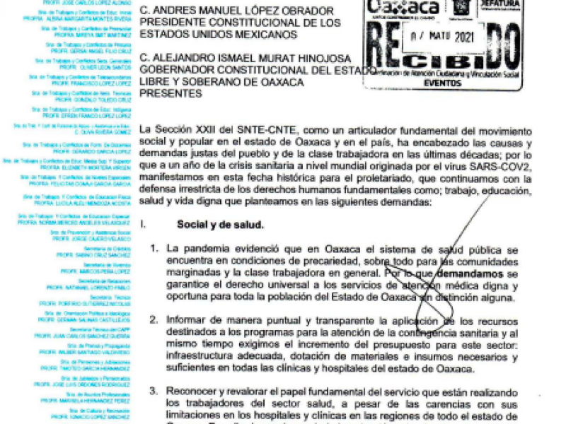 La Sección 22 de la CNTE demanda aumento salarial