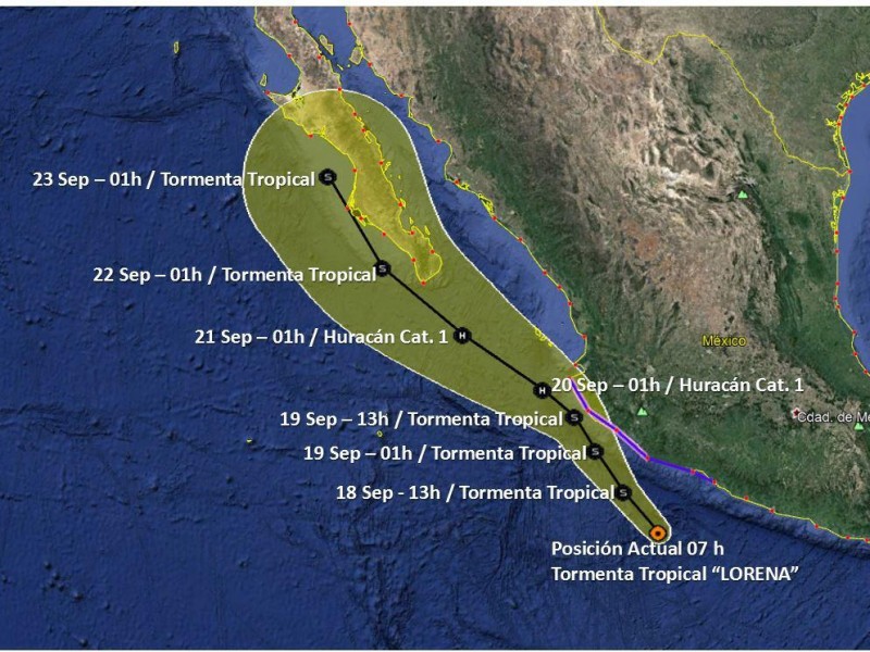 La tormenta tropical Lorena se intensifica