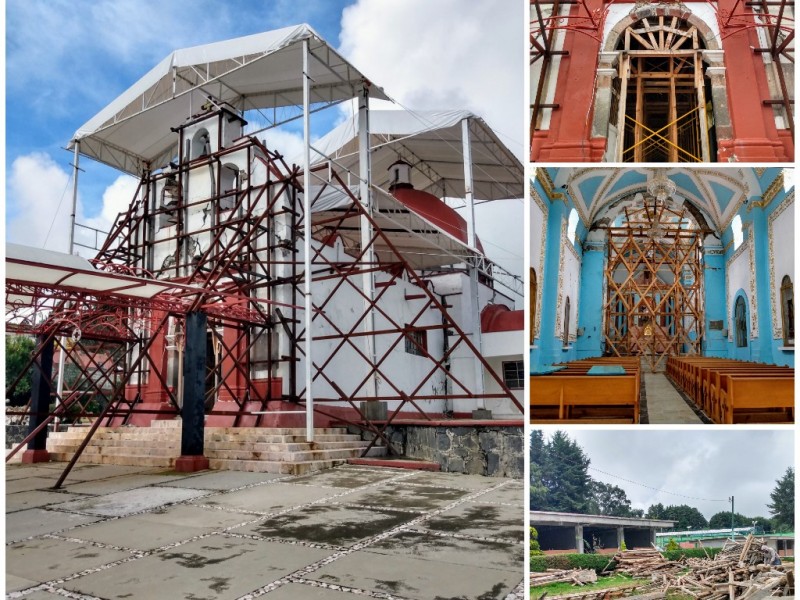 Lenta  reconstrucción de iglesia en Joquicingo