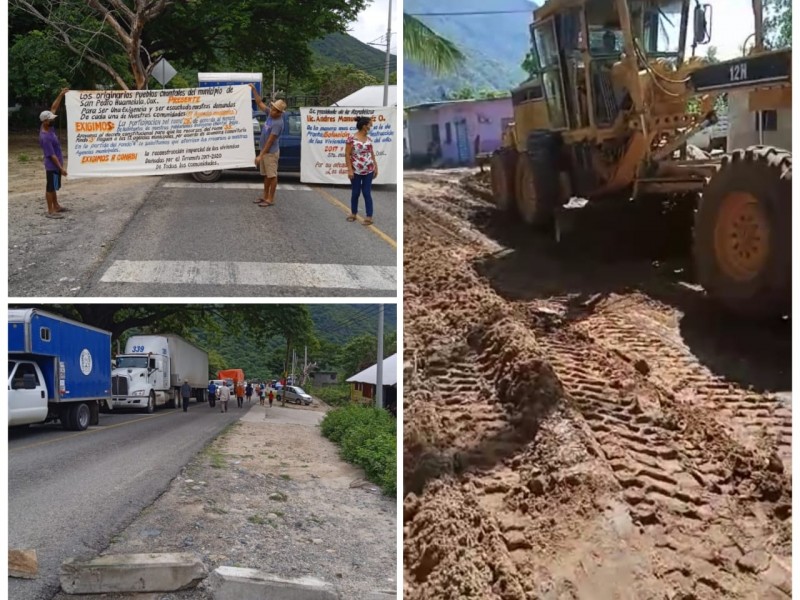 Liberan recursos tras bloqueos carreteros en Santa María Huamelula