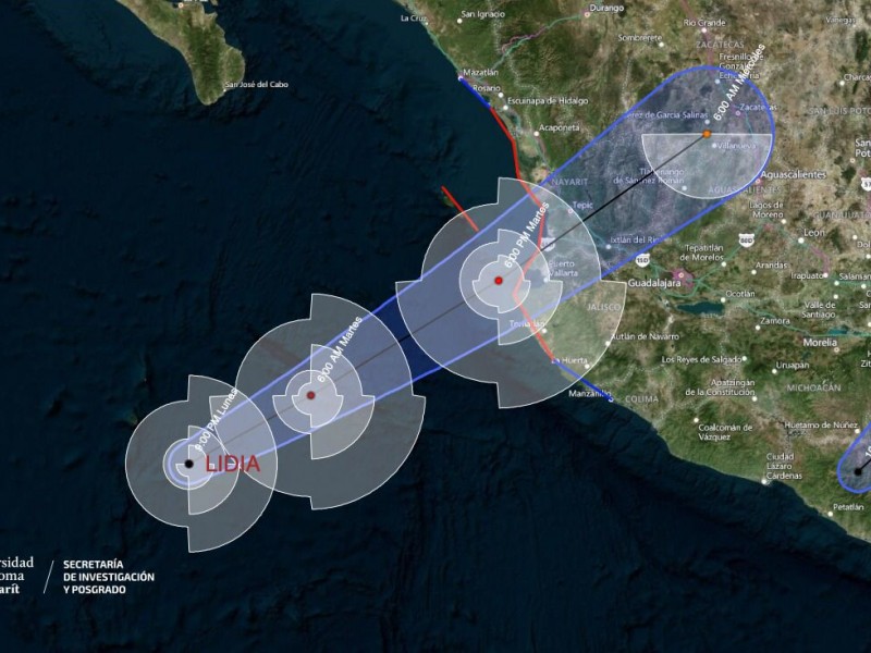 Lidia ya es huracán categoría 1, avanza hacía Nayarit
