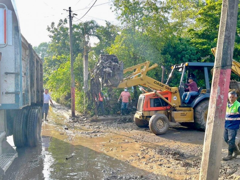 Limpian y desazolvan canales y zanjas para frenar inundaciones