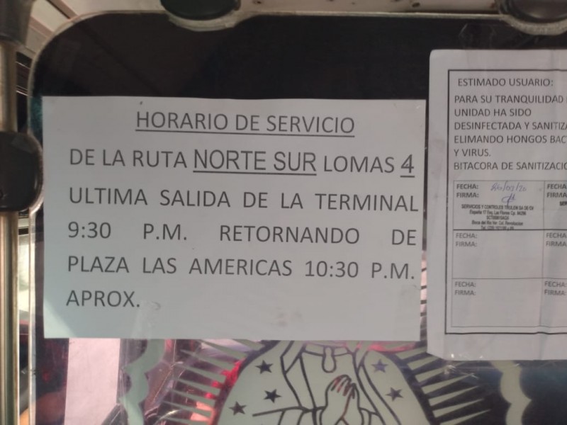 Línea de transporte modifica horario por Covid-19