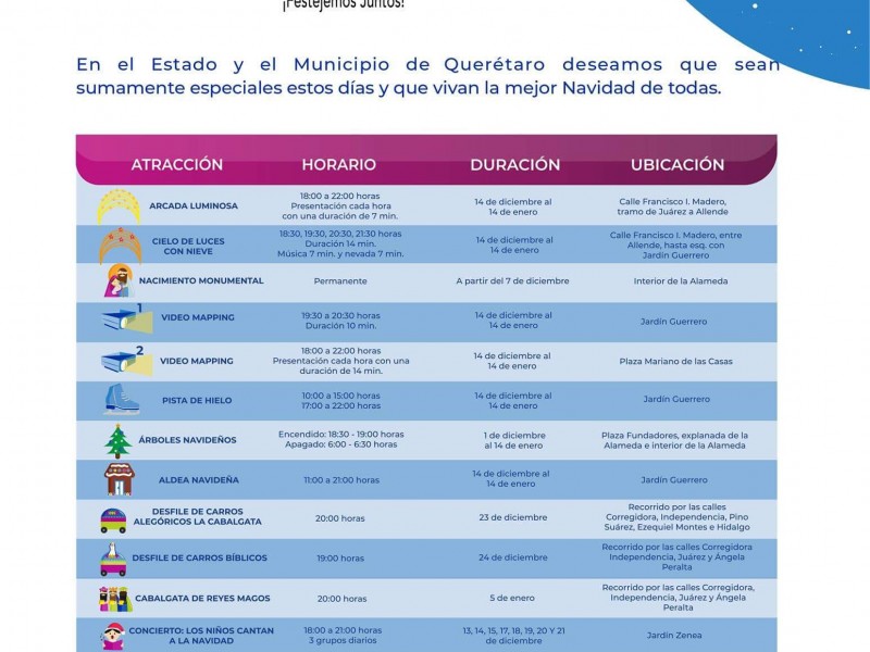 Listas las actividades navideñas del Municipio de Querétaro