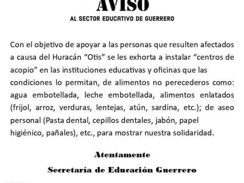 Llama la SEG a implementar centros de acopio en escuelas