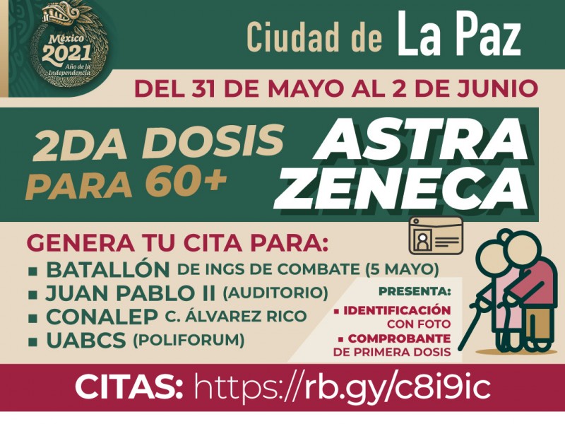 Llega AstraZeneca para segunda dosis de vacunación en La Paz