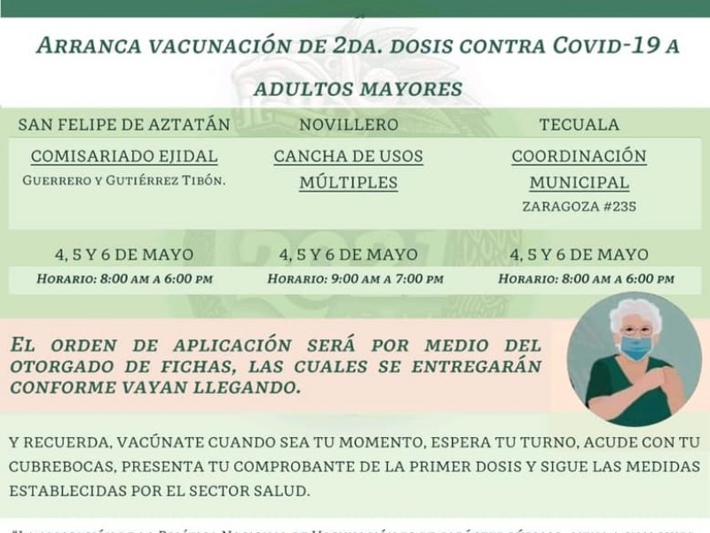Llega la segunda dosis de vacuna para Tecuala