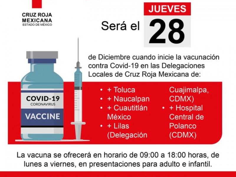 Llega vacuna anticovid de Pfizer a Cruz Roja Mexicana