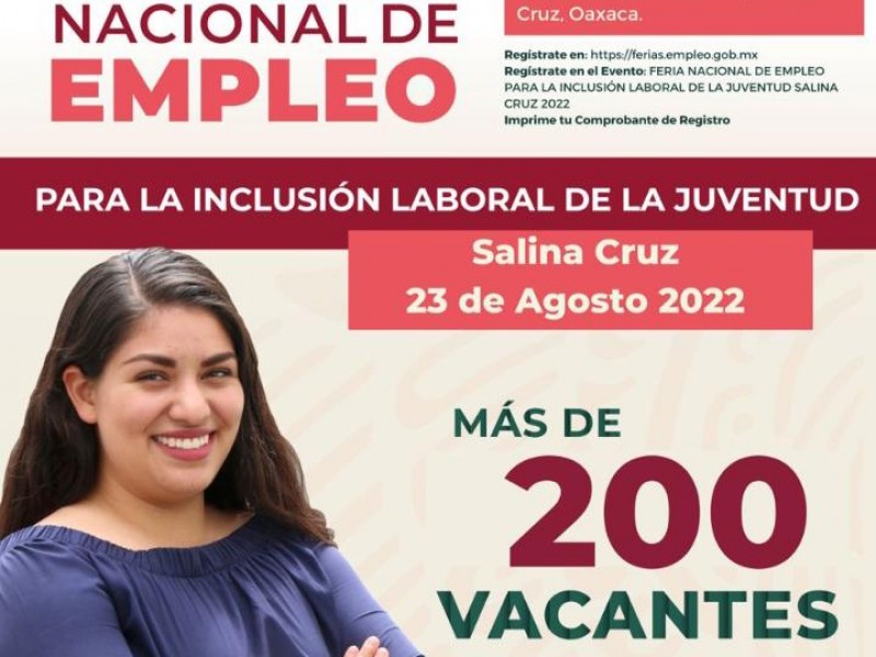 Llegará feria nacional de empleo a Salina Cruz