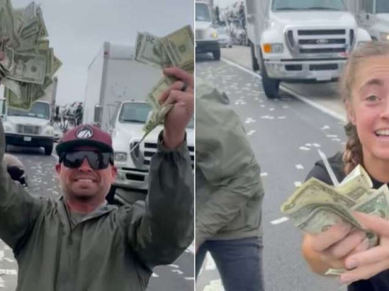 Llueve dinero en una autopista de Estados Unidos
