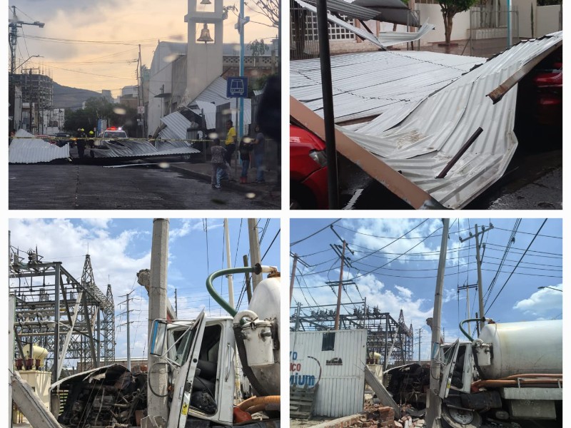Lluvia derriba techumbre de iglesia y causa accidente en subestación eléctrica