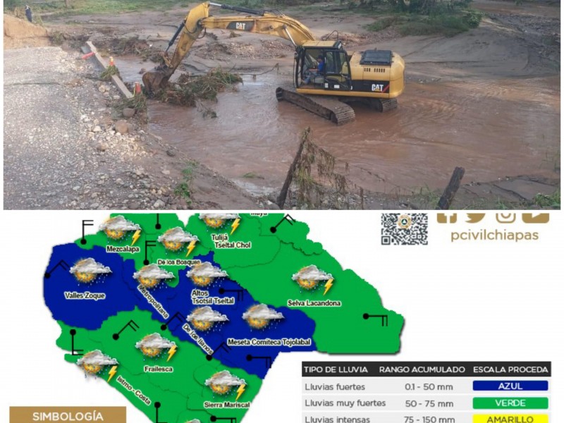 Lluvia  provocan caída de puente provisional en Venustiano Carranza