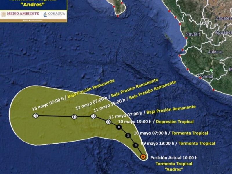 Lluvias aisladas en Nayarit por tormenta Andrés