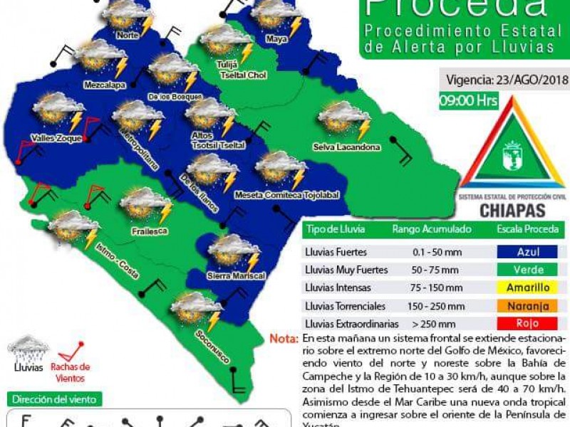 Lluvias continuarán en Chiapas