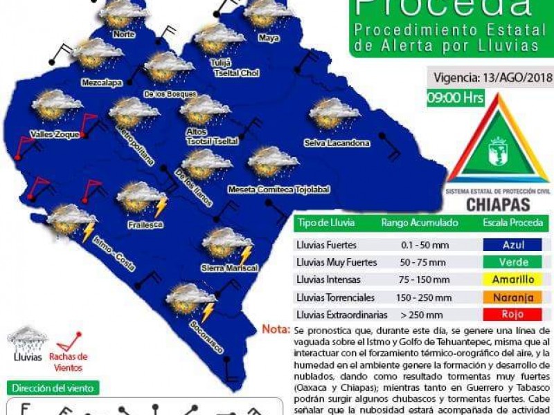 Lluvias para Chiapas.