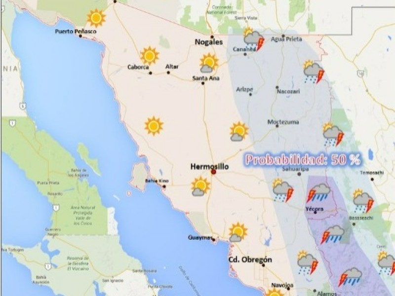 Lluvias para Sonora este sábado