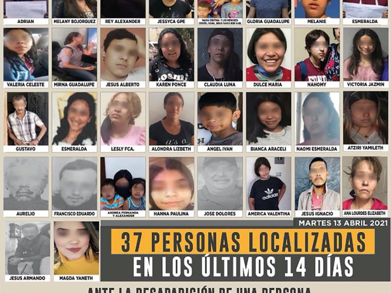 Localizan a 37 desaparecidos en 14 días