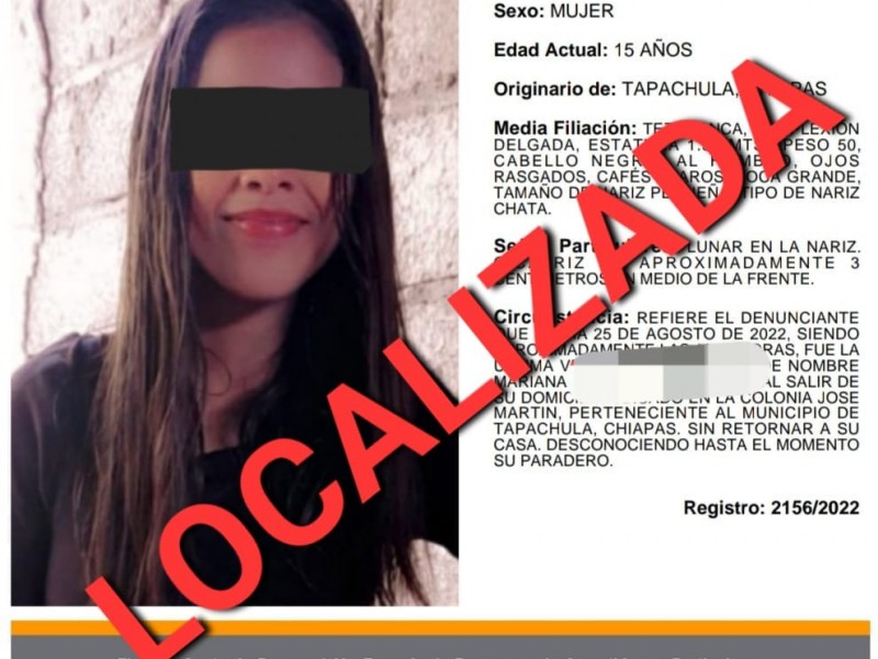 Localizan a adolescente con reporte de extravío